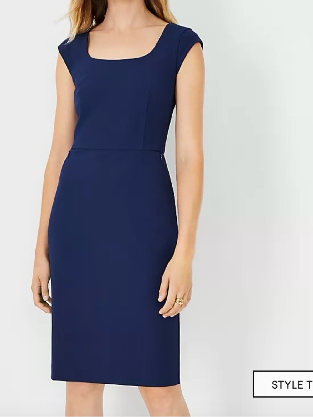 Ann Taylor Facrory Classic Navy Cap-Sleeve Sheath Dress
